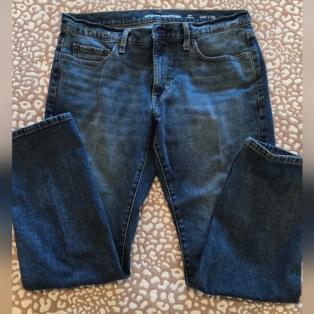 Amazon Essentials Dark Blue Slim Straight Jeans 34W X 28L